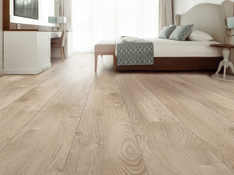 Hardwood floor in a bedroom